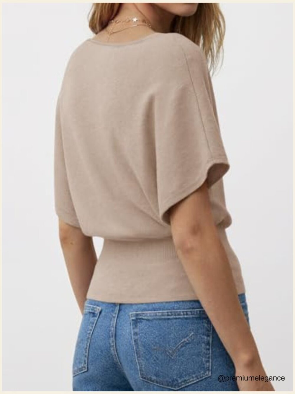 Boat Neck Batwing Dolman Sleeve Ribbed Knit Sweater Top - Picture 4 of 7